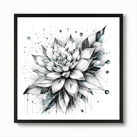 Flowers -Abstract Line Art Illustration 2 Art Print