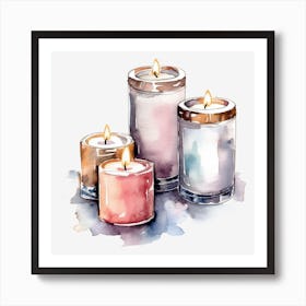 Watercolor Candles Art Print