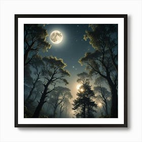 Full Moon In The Forest Art Print