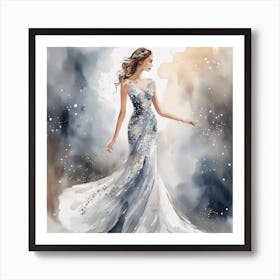 Watercolor Of A Woman In A Dress 5 Art Print