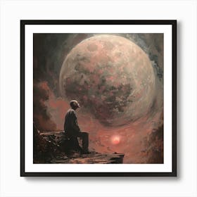 Man Looking At The Moon Art Print