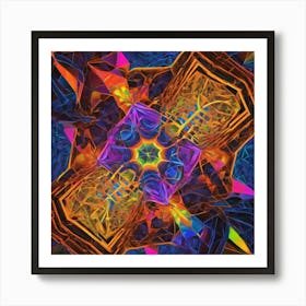 Octagonal Fractal Patternradiant Multicolour Luminousneonsynthography Abstract By Jacob Law 669169604 Art Print