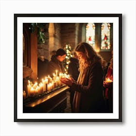 A Serene Christmas Eve Service Parishioners Immersed In Expressions Of Spiritual Surrender Engulfe (7) 1 Art Print