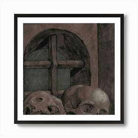 Skulls In The Window Art Print