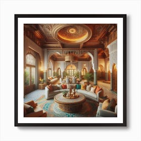 The dining hall in the middle of a traditional Moroccan house 9 Art Print