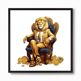 Lion Sitting On A Chair Art Print