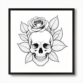 Skull And Roses Art Print