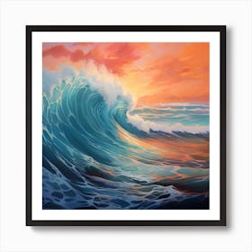 Ocean Wave At Sunset Art Print