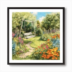 Swing In The Garden Art Print