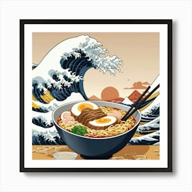 Graphic Design Great Ramen Wave Square Art 2 Art Print