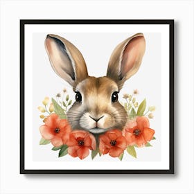 Rabbit With Flowers 1 Art Print