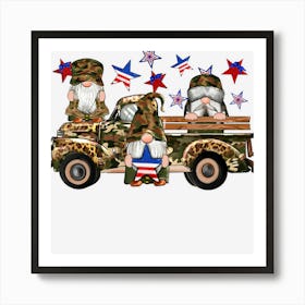 Limited Edition Camouflage Gnomes American Truck 4th Of July Art Print