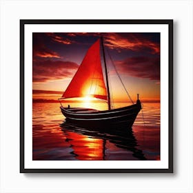 Sailboat At Sunset 18 Art Print