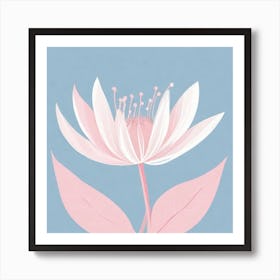 A White And Pink Flower In Minimalist Style Square Composition 671 Art Print