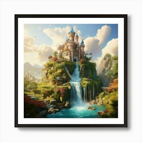 Firefly Soft, Pastels, Intricate, Castle, Floating, Islands, Cascading, Waterfalls, Dreamy, Ethereal (11) Art Print