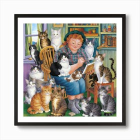 Cat Lady Art Print