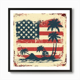 American Flag With Palm Trees 2 Art Print