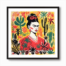 Frida Kahlo on Yellow Art Print