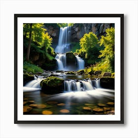 Waterfall In The Forest 4 Art Print