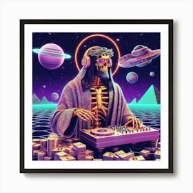 Dj Skeleton Art Print