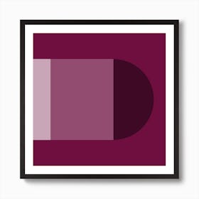 Crisp Edge Semi Circle Blocks In Shades Of Burgundy Art Print
