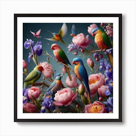 Tropical birds 1 Art Print