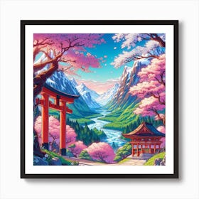 Japanese landscape Art Print