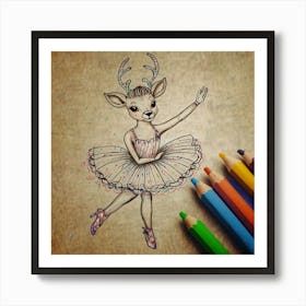 Ballet Deer 4 Art Print