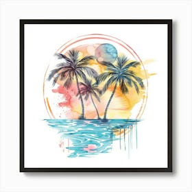 Watercolor Palm Trees 6 Art Print