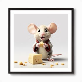 Mouse Eating Cheese Art Print