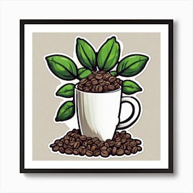 Coffee Beans And Leaves 6 Art Print