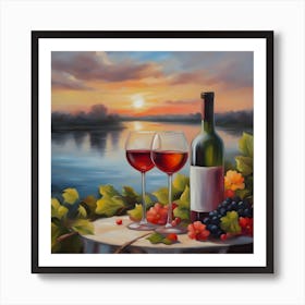 Wine And Grapes Art Print