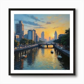 Sunset On The River art 1 Art Print