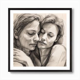 Two Women Hugging 3 Art Print
