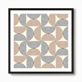 Minimalist Mid Century Half Circles Lines In Black And Terracotta Art Print