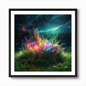 Colorful Grass In A Field Art Print