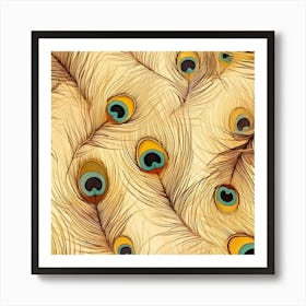 Vintage Peacock Feather Peacock Feather Pattern Background Nature Bird Nature Art Print