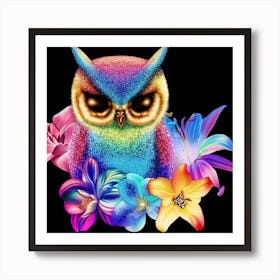 Rainbow Owl 4 Art Print