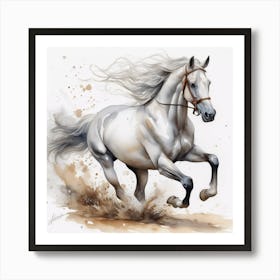 Horse Equine Gallop Animal Art Mammal Watercolor Painting Art Print