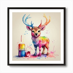 Colorful Deer 3 Art Print