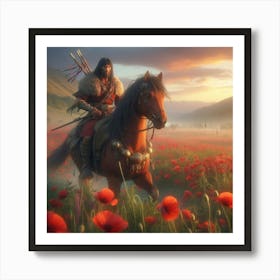 Warrior In A Field Of Poppies Art Print