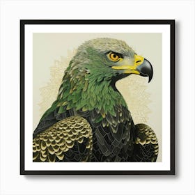 Ohara Koson Inspired Bird Painting Golden Eagle 2 Square Art Print