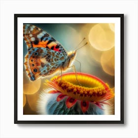 Butterfly On A Flower 7 Art Print