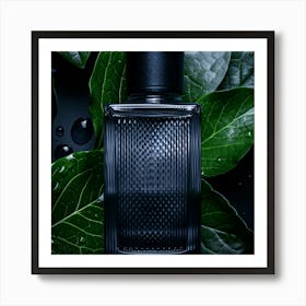 Perfume Bottle With Leaves Art Print