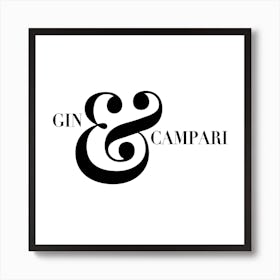 Gin And Campari Negroni Cocktail Receipe Square Art Print