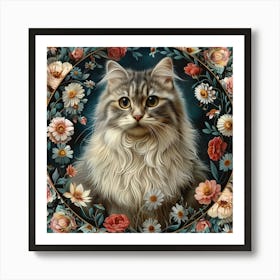 Lena1987 A Watercolor Illustration Of A Cat With Flowers In T 2c38dadc B637 4b91 96d0 5887660cb394 1 Art Print