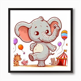 Elephant In A Circus Art Print