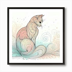 Feline Cat Creative Artwork Illustration 86 Art Print