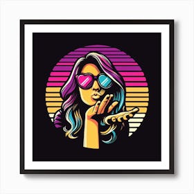 Retro Girl In Sunglasses 2 Art Print