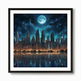 New York City At Night Art Print